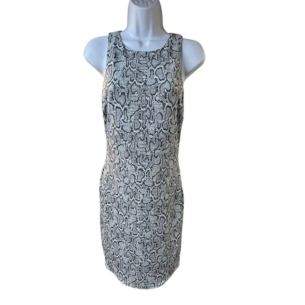 Cache Snakeskin Bodycon Dress Gray Black Animal Print Y2K Clubwear Mini Small
